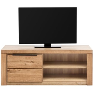 TV-Lowboard I Front: Massivolz Eiche, geölt Korpus: Spanplatte, geölt Braun 130 x 51 x 54cm