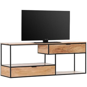 TV-Lowboard I Front & Korpus: Massivholz Akazie, gebeizt und lackiert Gestell: Metall, lackiert Braun 160 x 60 x 40cm