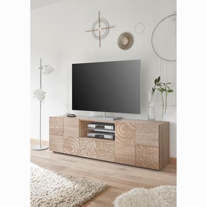 TV-Lowboard Miro Spanplatte, beschichtet Beige/Eiche Sonoma Dekor 181 x 57 x 42cm