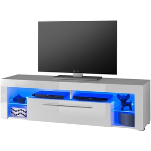 TV-Lowboard - weiß - Materialmix - 153 cm - 44 cm - 44 cm | Möbel Kraft