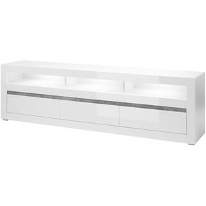 TV-Lowboard - weiß - Materialmix - 217 cm - 63 cm - 42 cm | Möbel Kraft