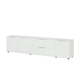 TV-Lowboard - weiß - Materialmix - 226 cm - 55 cm - 40 cm | Möbel Kraft