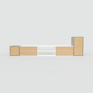 TV-Schrank Eiche - Fernsehschrank: Schubladen in Eiche & Türen in Eiche - 303 x 79 x 47 cm, konfigurierbar