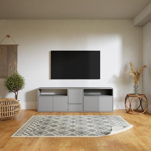 TV-Schrank Grau - Fernsehschrank: Schubladen in Grau & Türen in Grau - 190 x 60 x 34 cm, konfigurierbar