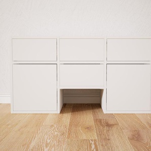 TV-Schrank Weiß - Fernsehschrank: Schubladen in Weiß & Türen in Weiß - 118 x 60 x 47 cm, konfigurierbar