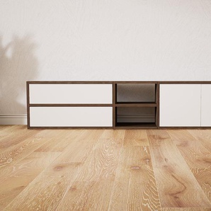 TV-Schrank Weiß - Fernsehschrank: Schubladen in Weiß & Türen in Weiß - 190 x 40 x 34 cm, konfigurierbar