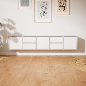 TV-Schrank Weiß - Fernsehschrank: Schubladen in Weiß & Türen in Weiß - 195 x 40 x 34 cm, konfigurierbar