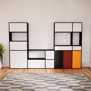 TV-Schrank Weiß - Fernsehschrank: Schubladen in Weiß & Türen in Weiß - 303 x 194 x 34 cm, konfigurierbar