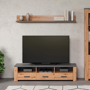 TV-Wand HOME AFFAIRE Ambres Kastenmöbel-Sets Gr. B/H/T: 268cm x 199cm x 50cm, braun (artisan eiche melamin/matera melamin) Kleines, modernes TV-SET, Echtholzoptik, Breite ca. 268 cm, matt