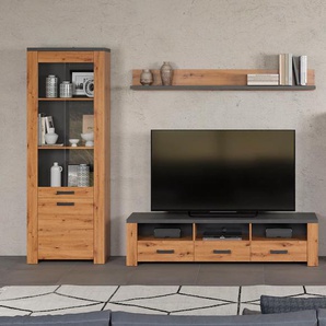 TV-Wand HOME AFFAIRE Ambres Kastenmöbel-Sets Gr. B/H/T: 409 cm x 199 cm x 50 cm, braun (artisan eiche melamin, matera melamin) Modernes TV SET, Echtholzoptik, Breite ca. 409 cm, matt