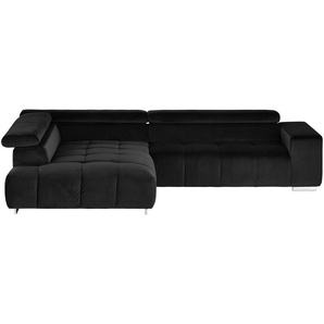 uno Ecksofa aus Samt  Origo ¦ schwarz ¦ Maße (cm): B: 308 H: 70 T: 225