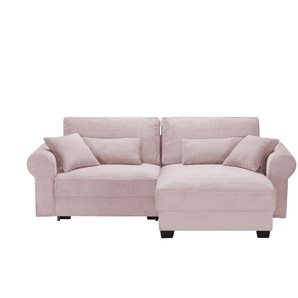 uno Ecksofa beidseitig montierbar Angelina klein ¦ rosa/pink ¦ Maße (cm): B: 255 H: 92 T: 185