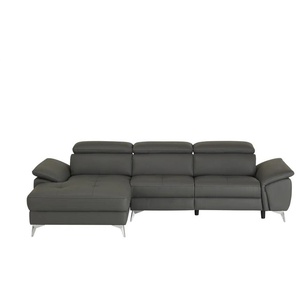 uno Leder-Ecksofa  Danae klein ¦ grau ¦ Maße (cm): B: 282 H: 78 T: 166