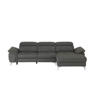 uno Leder-Ecksofa  Danae klein ¦ grau ¦ Maße (cm): B: 282 H: 78 T: 166