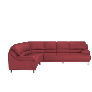 uno Ecksofa aus Echtleder Maranello ¦ rot ¦ Maße (cm): B: 295 H: 87 T: 253