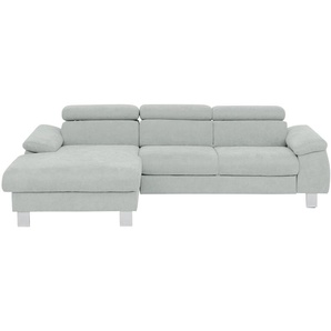 uno Ecksofa aus Velours Micky ¦ grau ¦ Maße (cm): B: 166 H: 72 T: 244