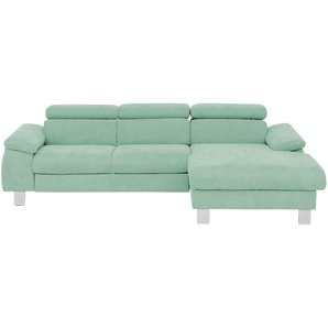 uno Ecksofa aus Velours Micky - türkis/petrol - Materialmix - 244 cm - 72 cm - 166 cm | Möbel Kraft