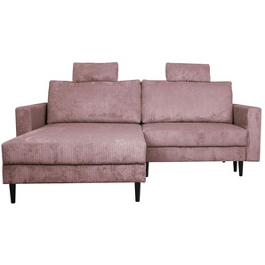 uno Ecksofa trendiger Cordstoff Livorno ¦ rosa/pink ¦ Maße (cm): B: 221 H: 105 T: 153