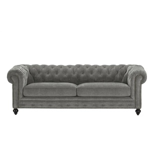 uno Einzelsofa  Chesterfield Stoff ¦ grau ¦ Maße (cm): B: 230 H: 80 T: 100