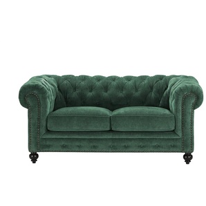 uno Einzelsofa  Chesterfield Stoff ¦ grün ¦ Maße (cm): B: 183 H: 80 T: 100