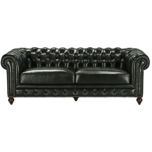 uno Ledersofa im Vintagelook Chesterfield ¦ grün ¦ Maße (cm): B: 230 H: 100 T: 80