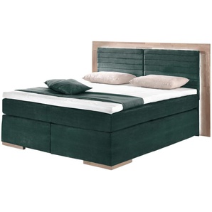 uno Massivholz-Boxspringbett mit LED-Beleuchtung Marlow 2 ¦ türkis/petrol ¦ Maße (cm): B: 210 H: 130