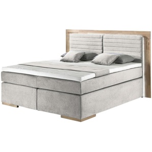 uno Massivholz-Boxspringbett mit LED-Beleuchtung Marlow ¦ beige ¦ Maße (cm): B: 190 H: 130