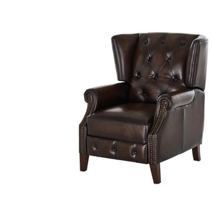 uno Relaxsessel aus Echtleder Chesterfield ¦ braun ¦ Maße (cm): B: 82 H: 103 T: 95