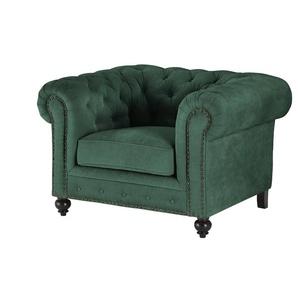 uno Sessel  Chesterfield Stoff ¦ grün ¦ Maße (cm): B: 124 H: 80 T: 100