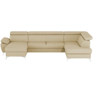 uno Wohnlandschaft mit verstellbarem Kopfteil Apollo ¦ beige ¦ Maße (cm): B: 338 H: 96 T: 210