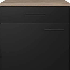 Unterschrank FLEX-WELL Capri, schwarz (schwarz, endgrain oak), B:60cm H:85cm T:60cm, Holzwerkstoff, Schränke, (B x H x T) 60 x 85 x 60 cm, individuell kombinierbar