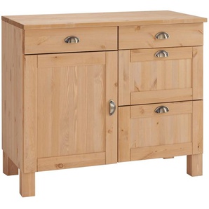 Unterschrank HOME AFFAIRE Oslo Schränke Gr. B/H/T: 100cm x 85cm x 50cm,, beige (natur gebeizt/gewachst) 100 cm breit, in 2 Tiefen, mit 23 mm Arbeitsplatte, Schubkästen