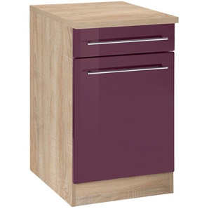 Unterschrank KOCHSTATION KS-Eton Schränke Gr. B/H/T: 50cm x 85cm x 60cm,, lila (aubergine hochglanz) Breite 50 cm