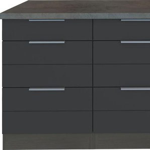 Unterschrank KOCHSTATION KS-Luhe Schränke Gr. B/H/T: 120cm x 86cm x 60cm, grau (grau matt/grafit) Küchenunterschrank 120 cm breit, für viel Stauraum, MDF-Fronten mit waagerechter Lisene