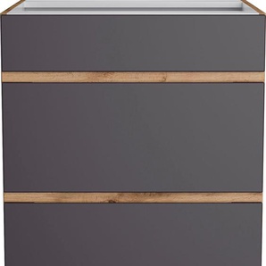 Unterschrank KOCHSTATION KS-Riesa, grau (matt grau), B:60cm H:82cm T:60cm, Holzwerkstoff, Schränke, Breite 60 cm, MDF-Fronten