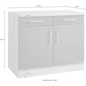 Unterschrank KOCHSTATION KS-Toledo Schränke Gr. B/H/T: 100cm x 85cm x 60cm, weiß