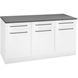 Unterschrank KOCHSTATION KS-Tulsa Schränke Gr. B/H/T: 150cm x 85cm x 60cm, 3 St., weiß (weiß hochglanz) 150 cm breit, 3 Schubkästen, Türen, auch als Sideboard verwendbar