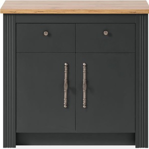 Unterschrank KOCHSTATION KS-Westminster, grau (grau dunkel), B:100cm H:92cm T:60cm, Schränke, im romantischen Landhausstil, Breite 100 cm