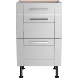 Unterschrank OPTIFIT Ahus, grau (hellgrau matt, hellgrau), B:50cm H:87cm T:58,4cm, Schränke, Küchenunterschrank, Breite 50 cm