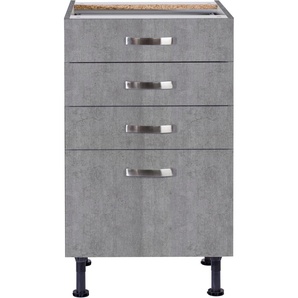 Unterschrank OPTIFIT Cara, grau (beton, beton), B:50cm H:87cm T:58,4cm, Schränke, Breite 50 cm, mit Vollauszügen und Soft-Close-Funktion