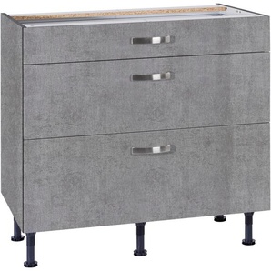 Unterschrank OPTIFIT Cara Schränke Gr. B/H/T: 90cm x 87cm x 58,4cm, grau (beton/beton) Breite 90 cm, mit Vollauszügen und Soft-Close-Funktion