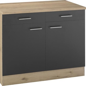 Unterschrank OPTIFIT Iver Schränke Gr. B/H/T: 100 cm x 85,8 cm x 60 cm, 2 St., grau (anthrazit) Breite 100 cm, 2 Türen und Schubkästen, mit 38 mm Arbeitsplatte