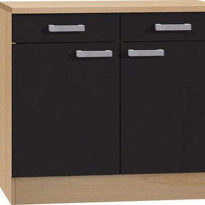 Unterschrank OPTIFIT Odense Schränke Gr. B/H/T: 100cm x 85cm x 50cm, 2 St., grau (anthrazit/buche) 100 cm breit, mit 2 Türen und Schubkästen, für Stauraum