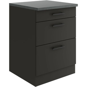 Unterschrank OPTIFIT Palma Schränke Gr. B/H/T: 60 cm x 84,8 cm x 60 cm, schwarz (anthrazit, anthrazit, anthrazit) Breite 60 cm, mit 3 Schubkästen