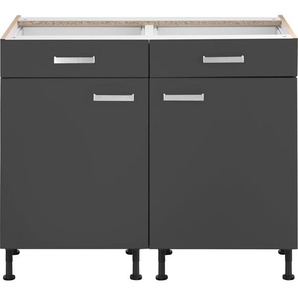 Unterschrank OPTIFIT Parma Schränke Gr. B/H/T: 100cm x 87cm x 58,4cm, 2 St., Komplettausführung, grau (anthrazit) Breite 100 cm