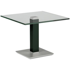 Xxxl Beistelltisch, Grün, Edelstahl, Metall, Glas, quadratisch, eckig, Säule, Bodenplatte, 60x46-65x60 cm, höhenverstellbar, Wohnzimmer, Wohnzimmertische, Beistelltische, Beistelltische Metall