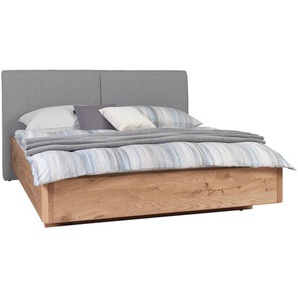 Valnatura Bett Silene, Grau, Eiche, Holz, Textil, Wildeiche, massiv, 140x210 cm, Lattenrosthöhe individuell einstellbar, in verschiedenen Holzarten erhältlich, Größen erhältlich, Schlafzimmer, Betten, Futonbetten