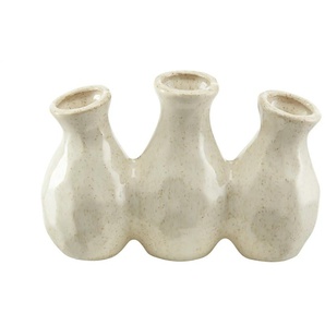 Vase, 3er ¦ creme ¦ Keramik ¦ Maße (cm): B: 18 H: 12 T: 6