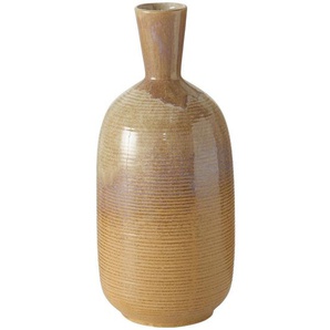 Vase, Braun, Beige, Keramik, rund, 36 cm, zum Stellen, auch für frische Blumen geeignet, Dekoration, Vasen, Keramikvasen