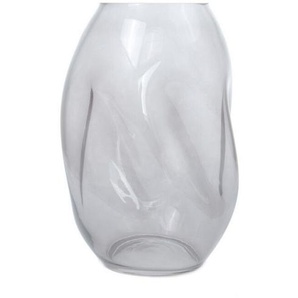 Vase, Grau, Glas, zylindrisch, 15x25x15 cm, mundgeblasen, handgemacht, Dekoration, Vasen, Glasvasen
